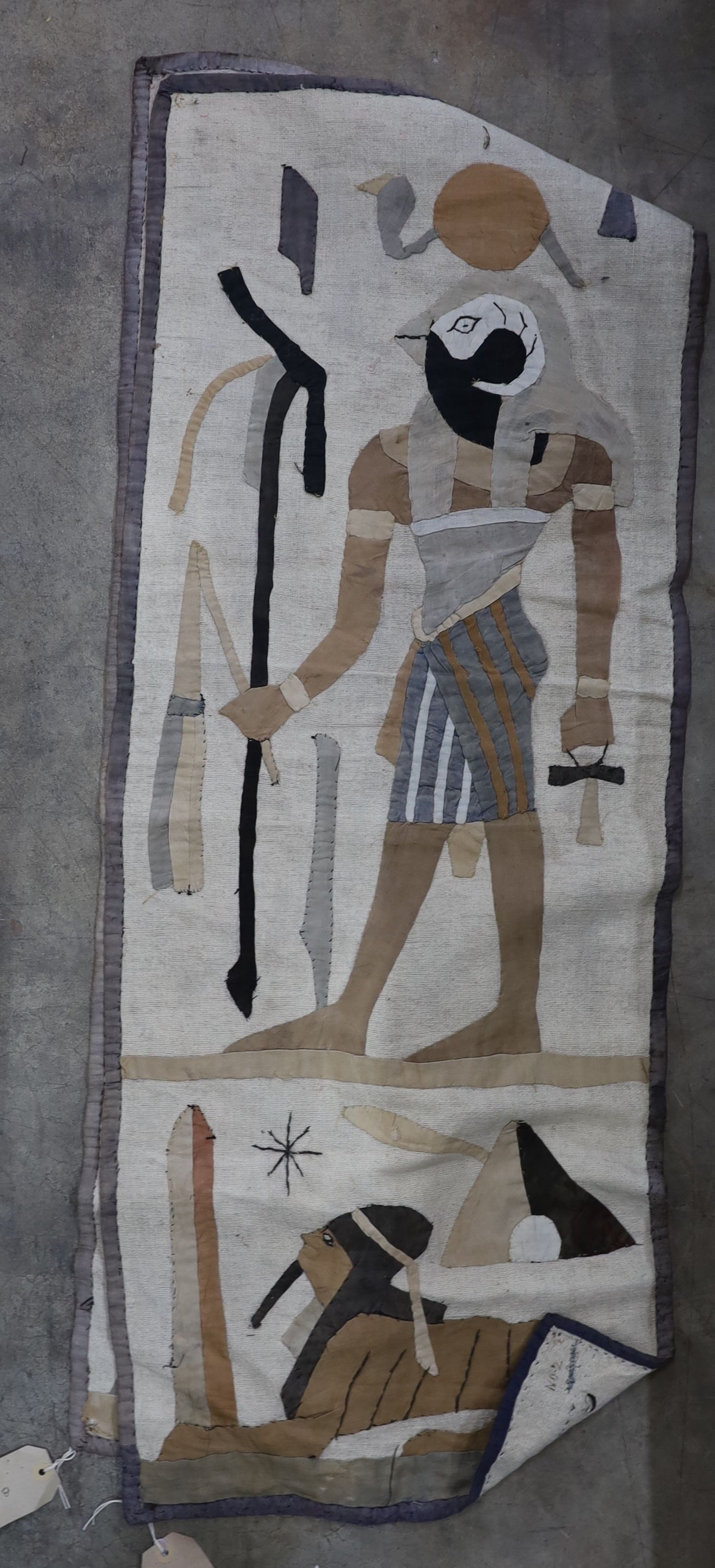 Seven Egyptian style applique tapestries